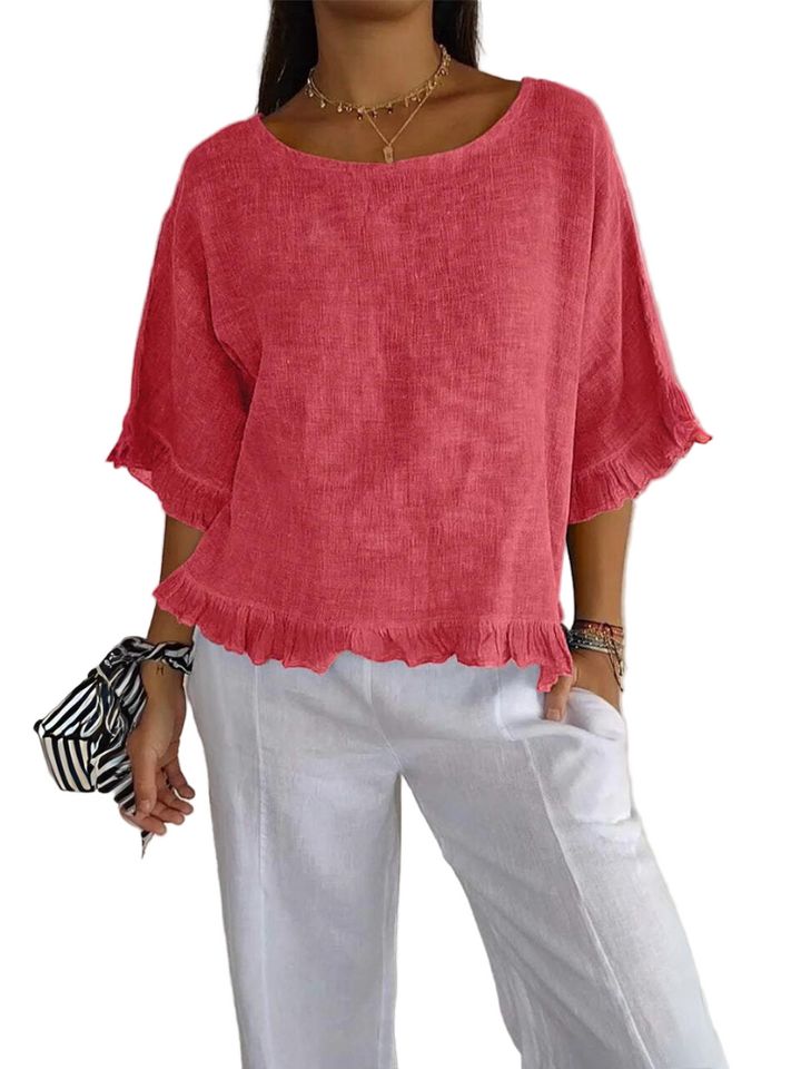 Luna | Blouse en lin de coton à volants