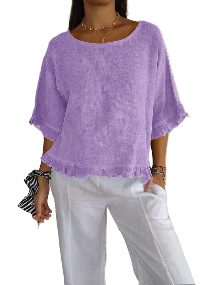 Luna | Blouse en lin de coton à volants