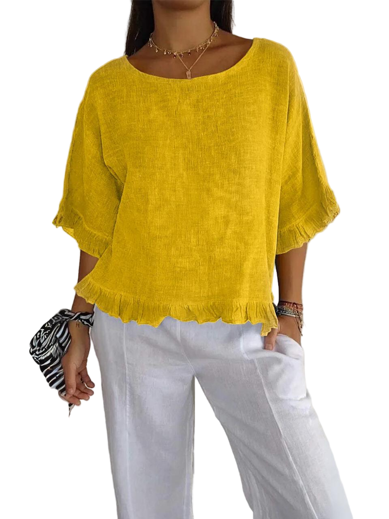 Luna | Blouse en lin de coton à volants