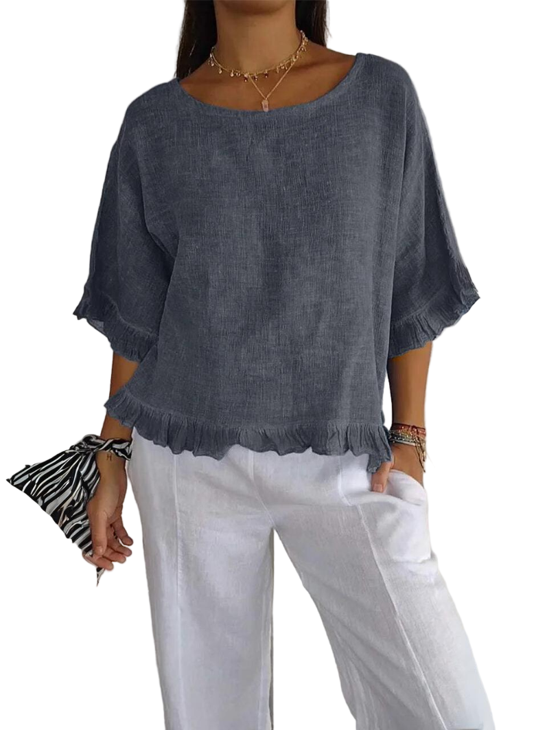 Luna | Blouse en lin de coton à volants