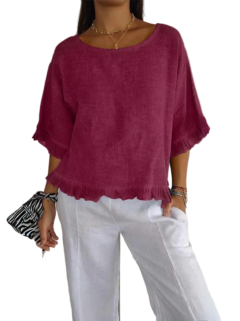 Luna | Blouse en lin de coton à volants