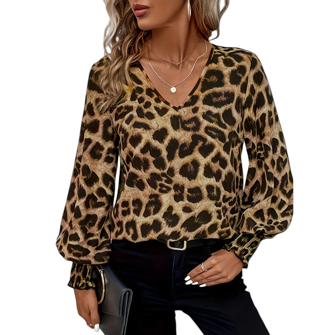 Blouse Élégante Motif Léopard