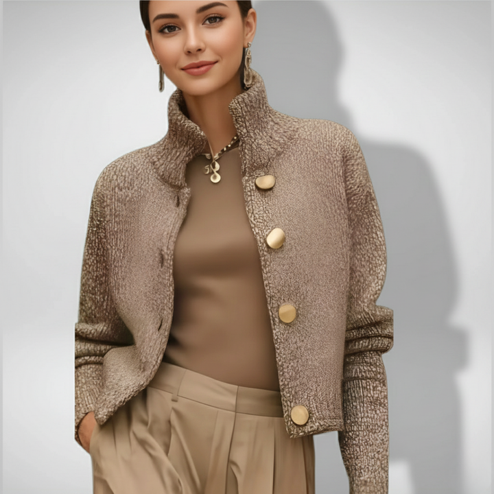 Agathe | Veste Texturée Chic à Grands Boutons