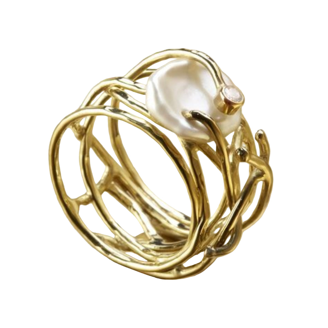 Samira - Bague Fine en Or et Perles