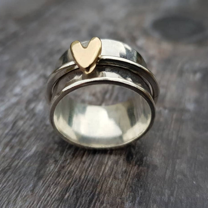 Bague vintage en argent avec cœur en or