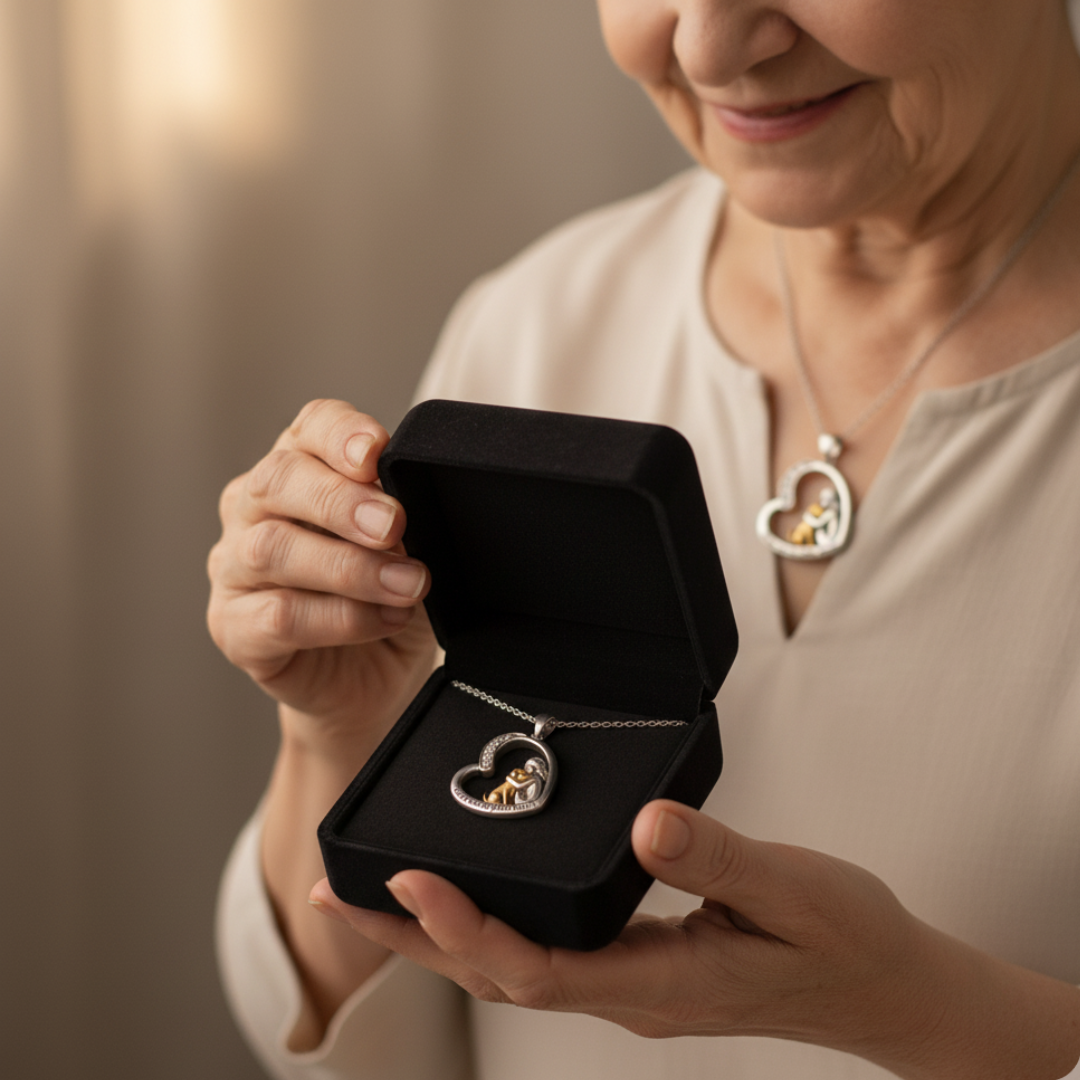 Collier en argent en forme de cœur orné d'un chien et de pierres de zircone
