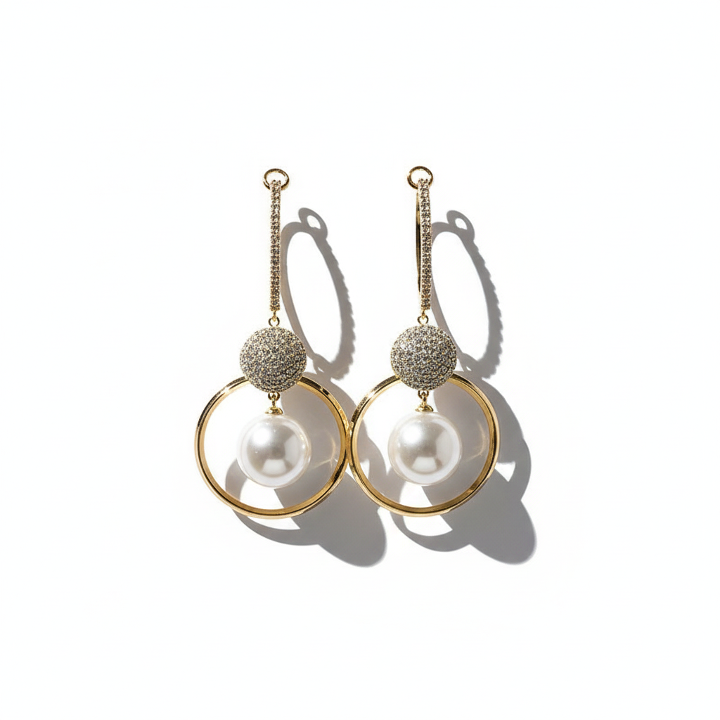 Boucles d'Oreilles de Luxe avec Perles Cultivées