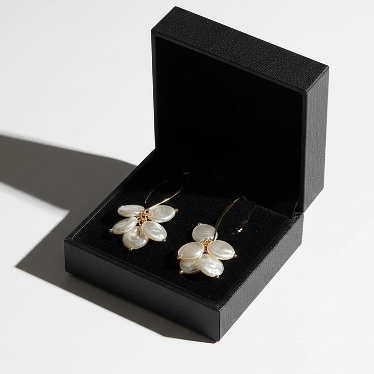 Boucles d'oreilles élégantes en perles et cristaux