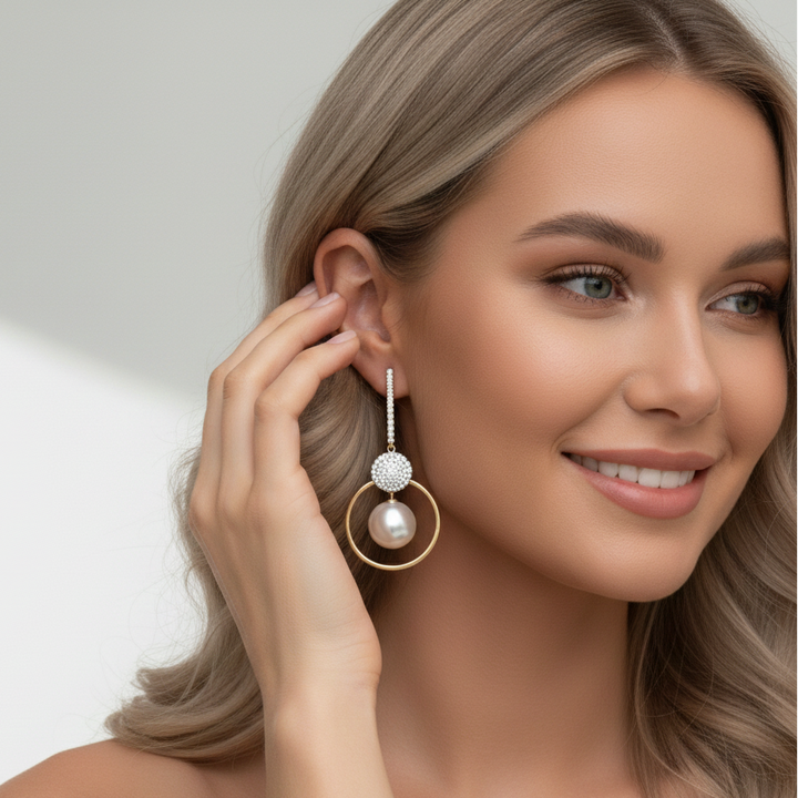 Boucles d'Oreilles de Luxe avec Perles Cultivées