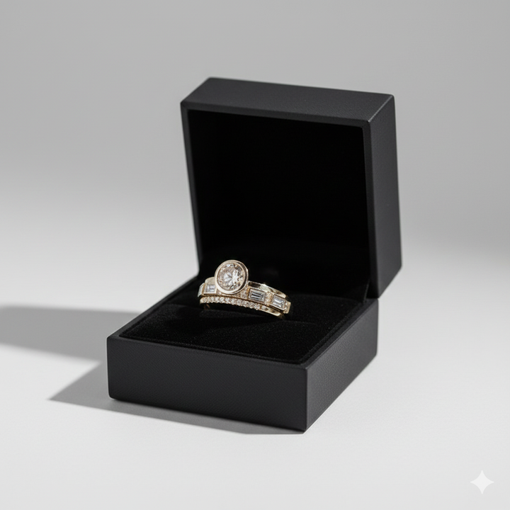 Colette - Ensemble de bagues en cristal doré