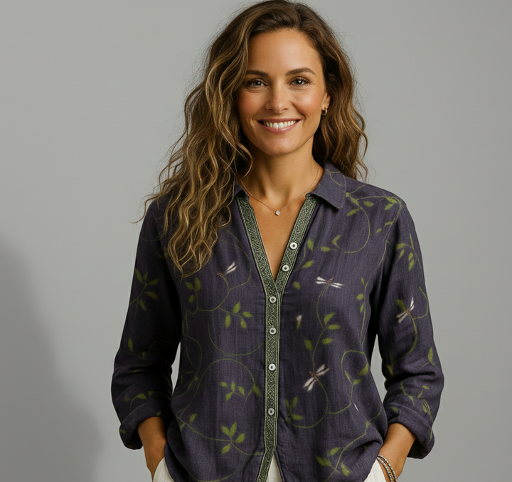 Sophia - Blouse Vintage Feuillage