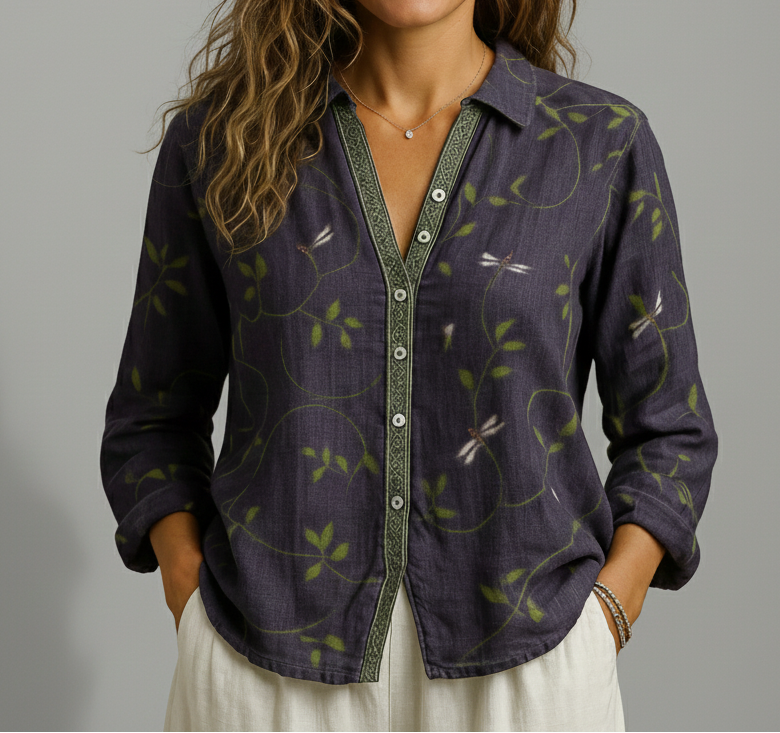 Sophia - Blouse Vintage Feuillage