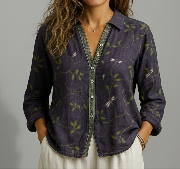 Sophia - Blouse Vintage Feuillage