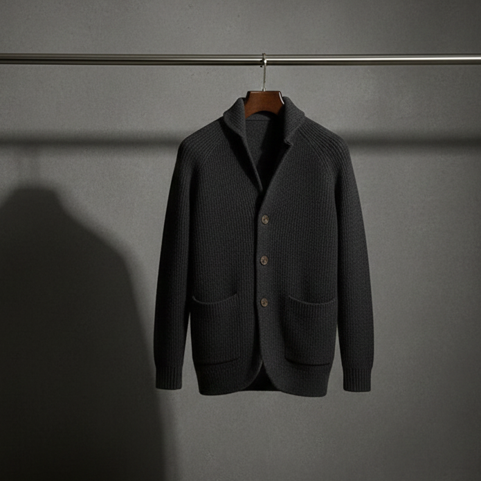 ROSSI | CARDIGAN EN LAINE CÔTELÉE POUR HOMME