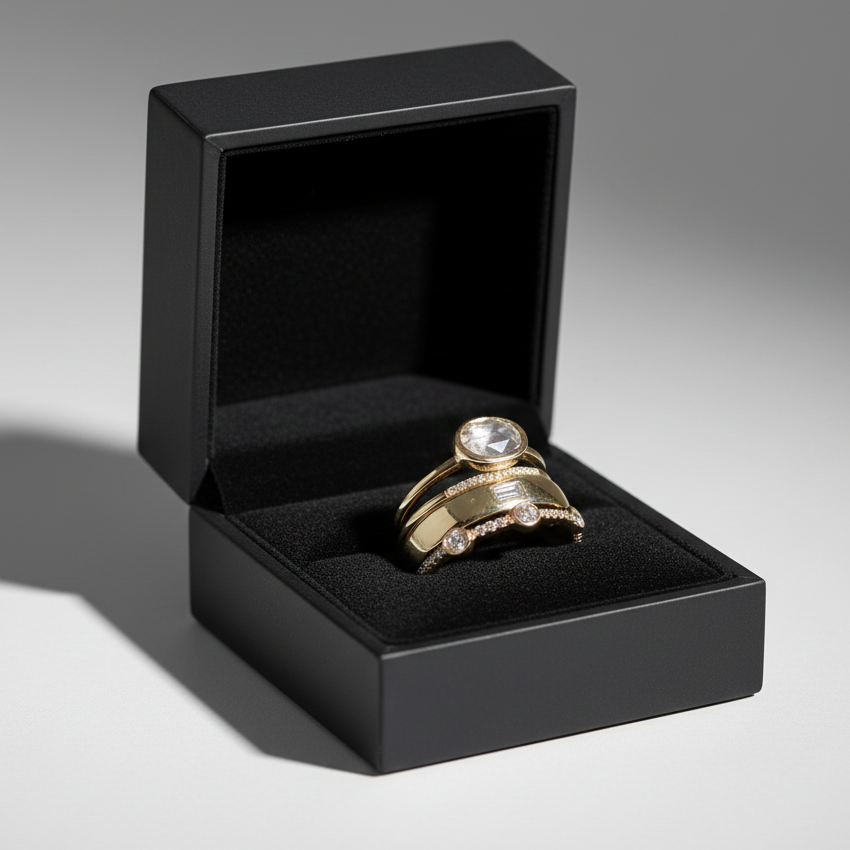 Bague vintage en or avec zircon cubique