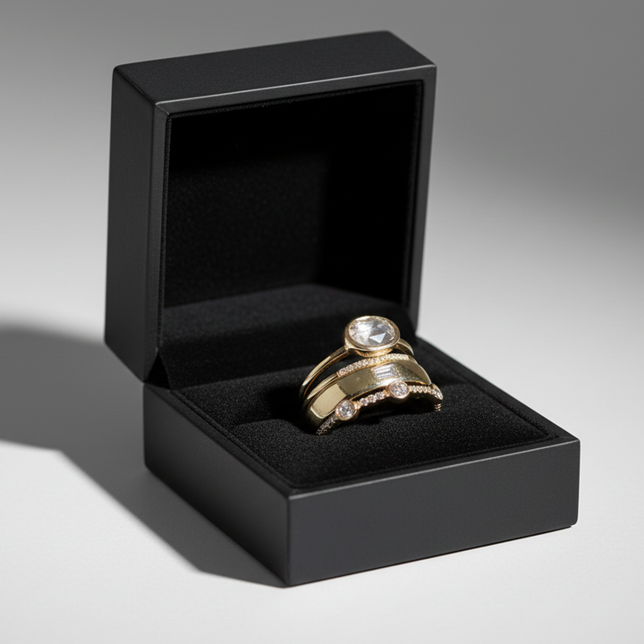 Bague vintage en or avec zircon cubique