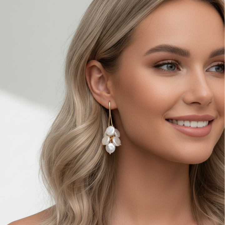 Boucles d'oreilles élégantes en perles et cristaux