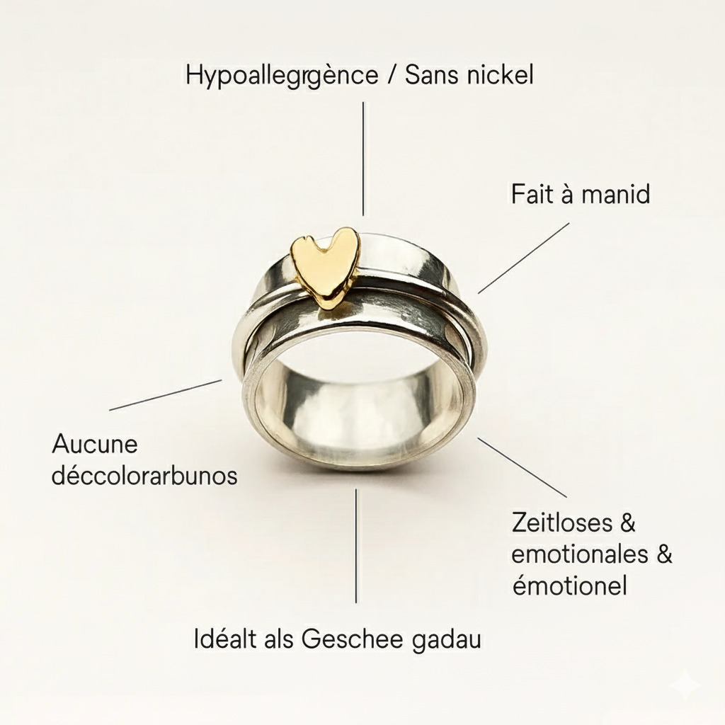 Bague vintage en argent avec cœur en or