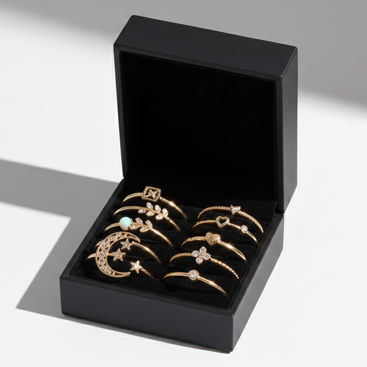 Celeste™ | Ensemble de Bagues Bohémien en Or