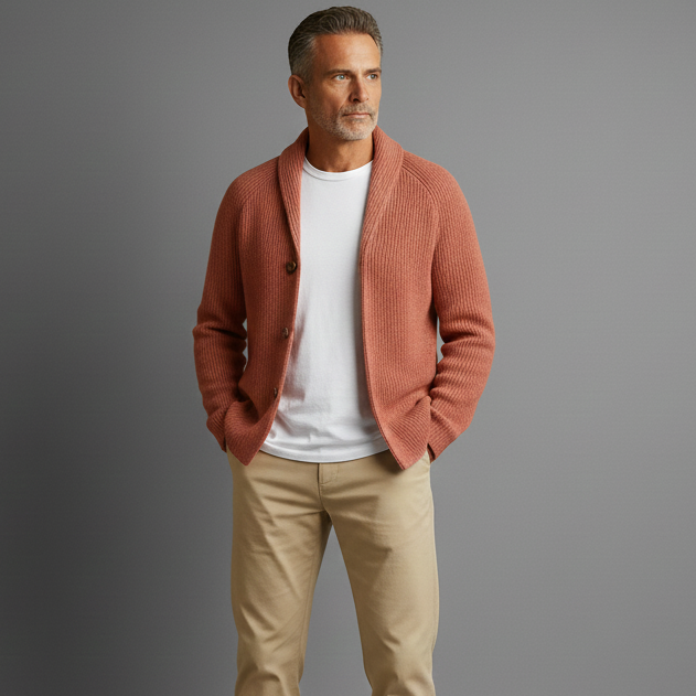 ROSSI | CARDIGAN EN LAINE CÔTELÉE POUR HOMME