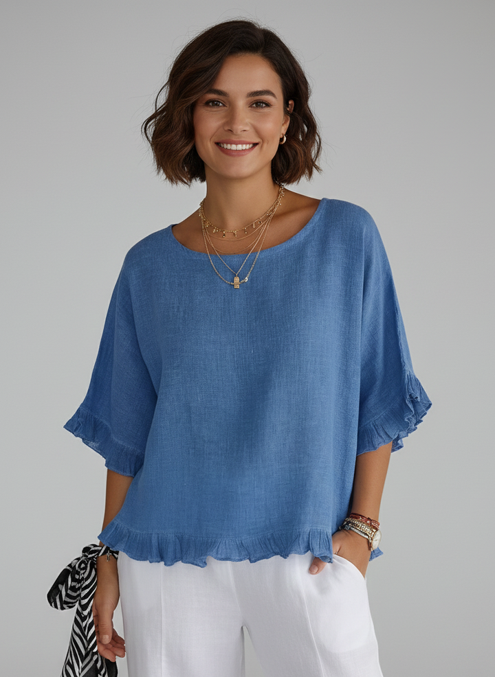 Luna | Blouse en lin de coton à volants
