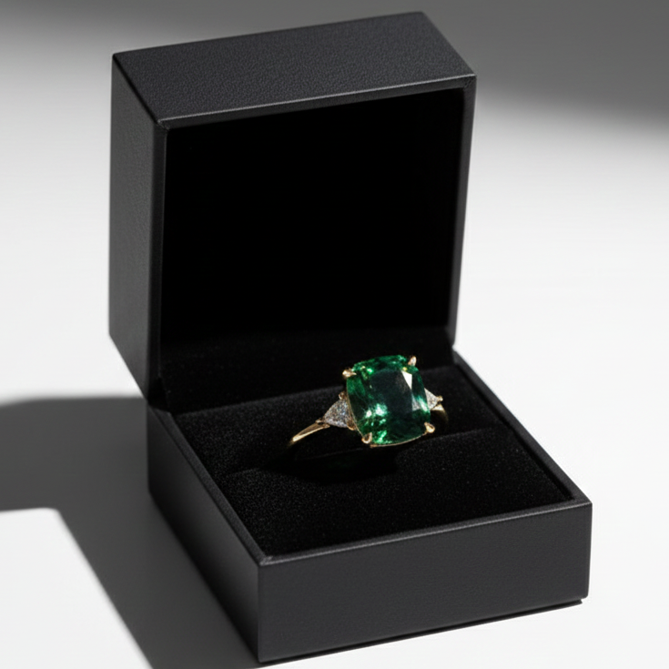 Lycka - Bague en Zirconia Verte en Or