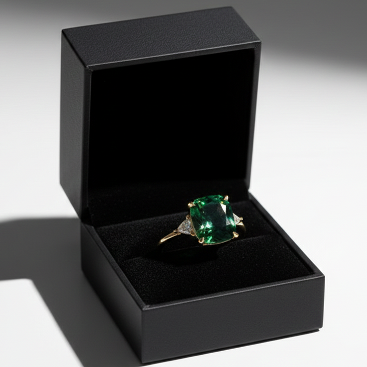 Lycka - Bague en Zirconia Verte en Or
