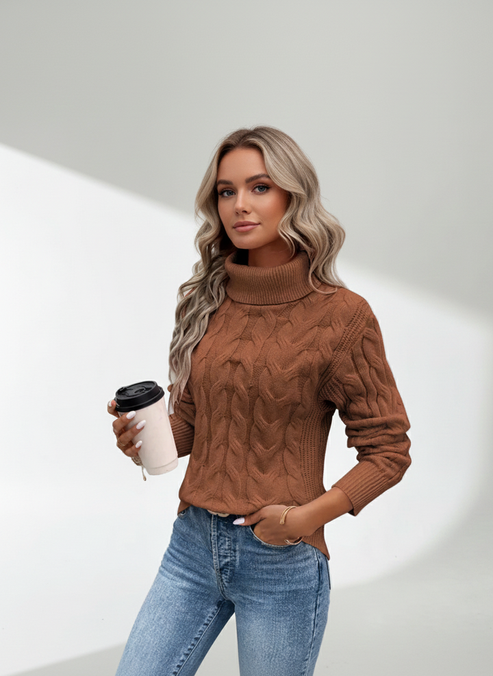Clémence™ | Pull à Col Roulé Torsadé