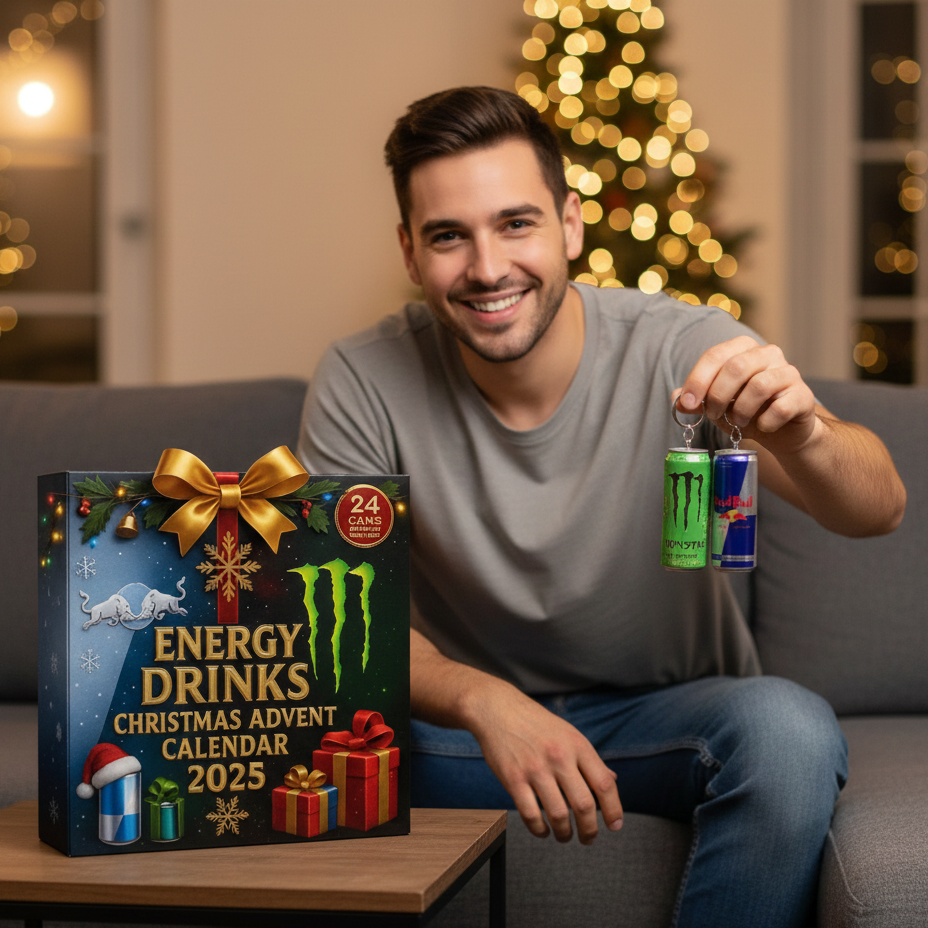 Calendrier de l'Avent 2025 en canettes de boissons énergisantes