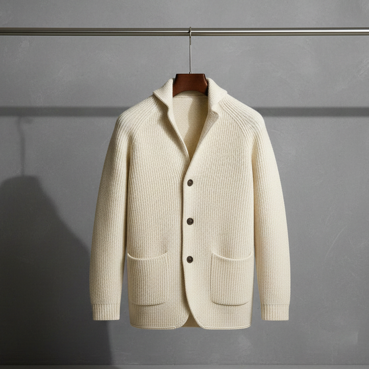 ROSSI | CARDIGAN EN LAINE CÔTELÉE POUR HOMME