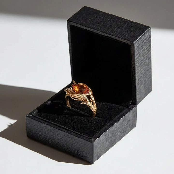 Bague en or avec cristal orange