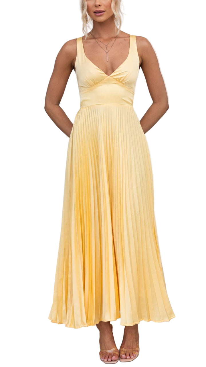 Aby - Élégante Robe Maxi Plissée