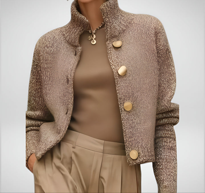 Agathe | Veste Texturée Chic à Grands Boutons