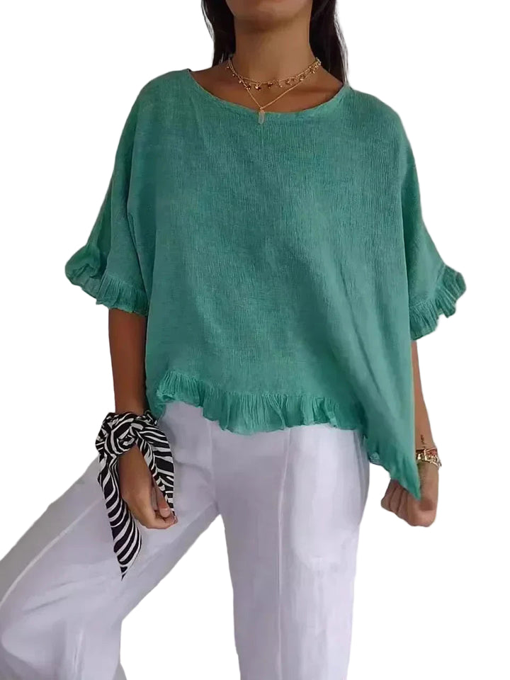 Luna | Blouse en lin de coton à volants