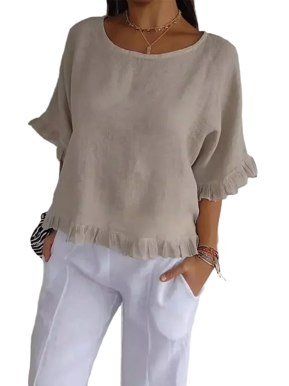 Luna | Blouse en lin de coton à volants