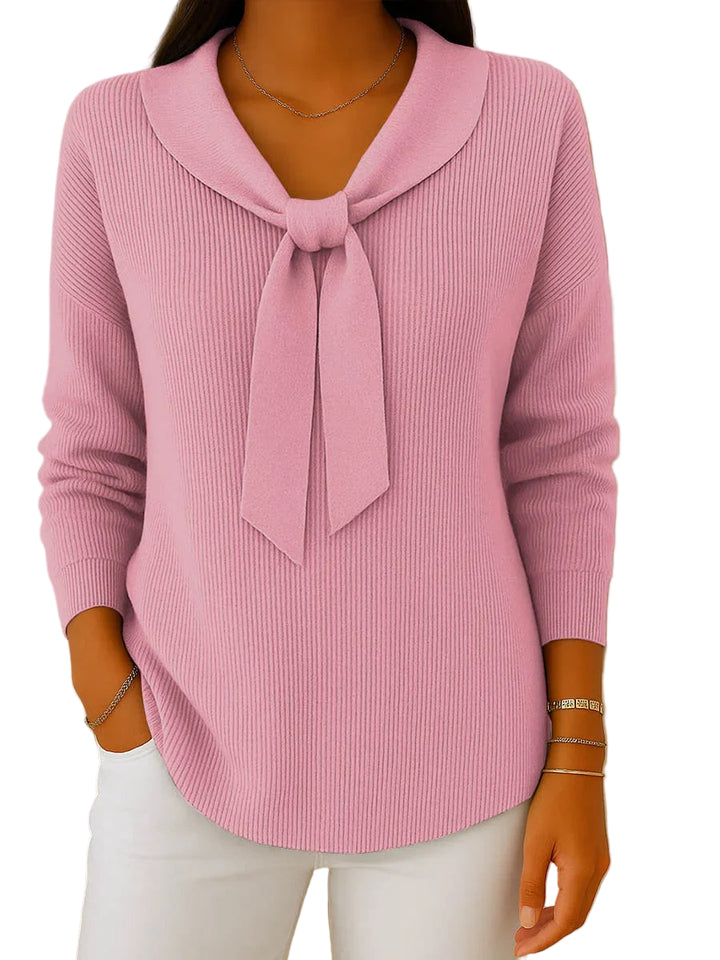 Pull uni pour femme avec liens et manches longues